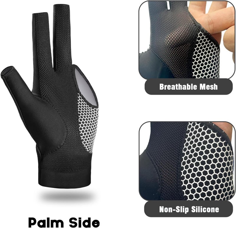 Riverruns Billiard Pool Glove for Left Hand 3 Finger, Snooker Cue Sport Glove for Men Women - Image 2